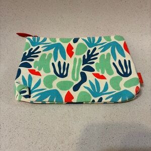 Colorful Canvas Zip Pouch - Green, Teal, Navy & Red